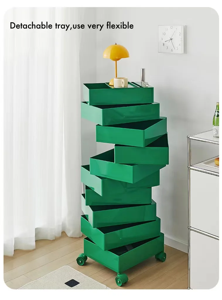 Nordic Famous Design Rectangle ABS Plastic 360 Degree 5 Layer Storage with Wheel Removable Cabinet