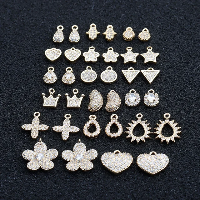 M907  Mini Multi Styles 18K Gold Plated Zircon Pendants Diy Earrings Necklace Jewelry Making Accessories 20pcs/lot