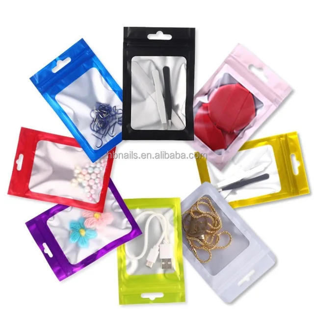 In Stock Resealable Matt  Zipper Bag Pouch Mobile Phone Case Plastic Aluminum Foil Black Jewelry Bag Candy Bag With Zipper