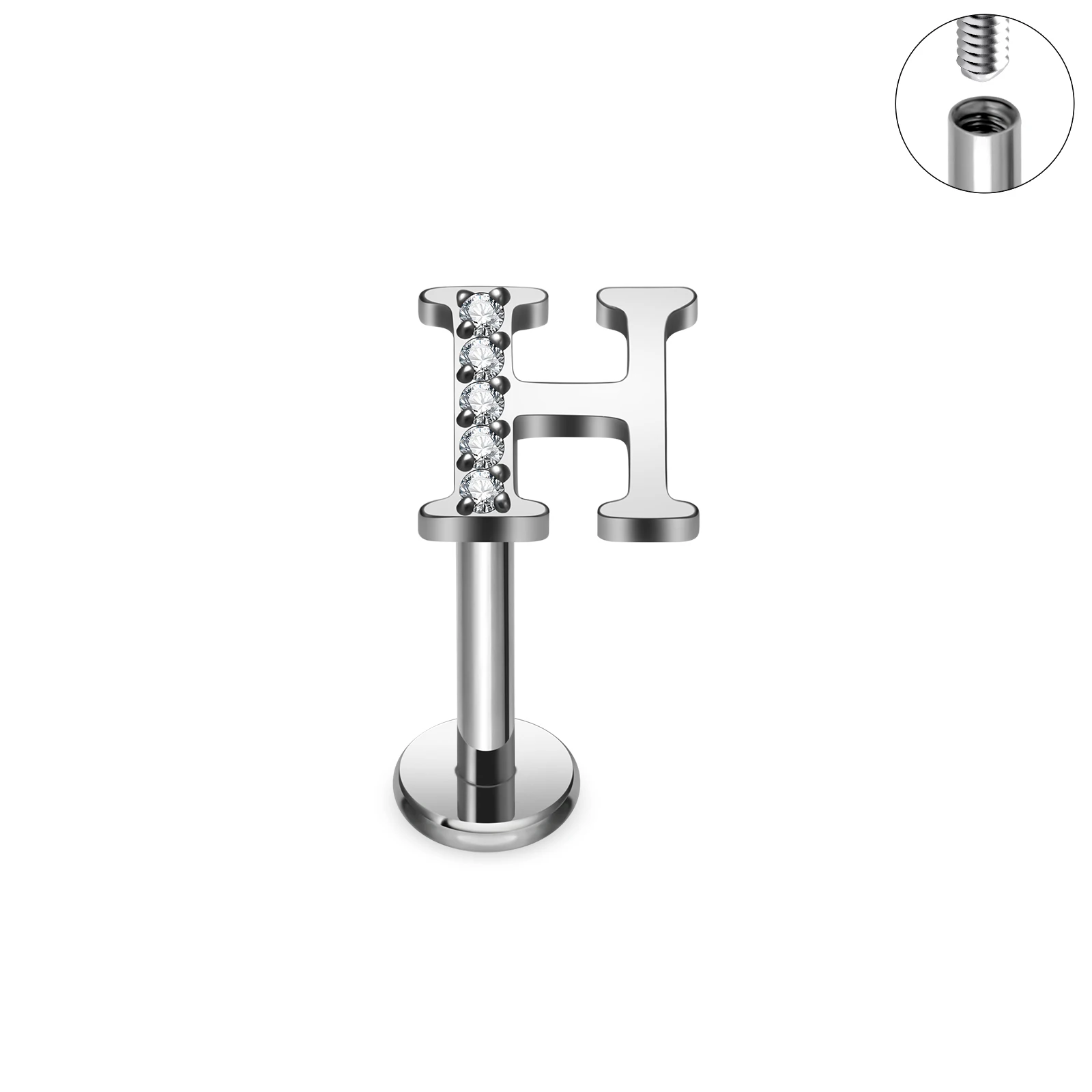 ASTM F136 Titanium Zircon Gold Plated Orthodox Labret Stud Tragus