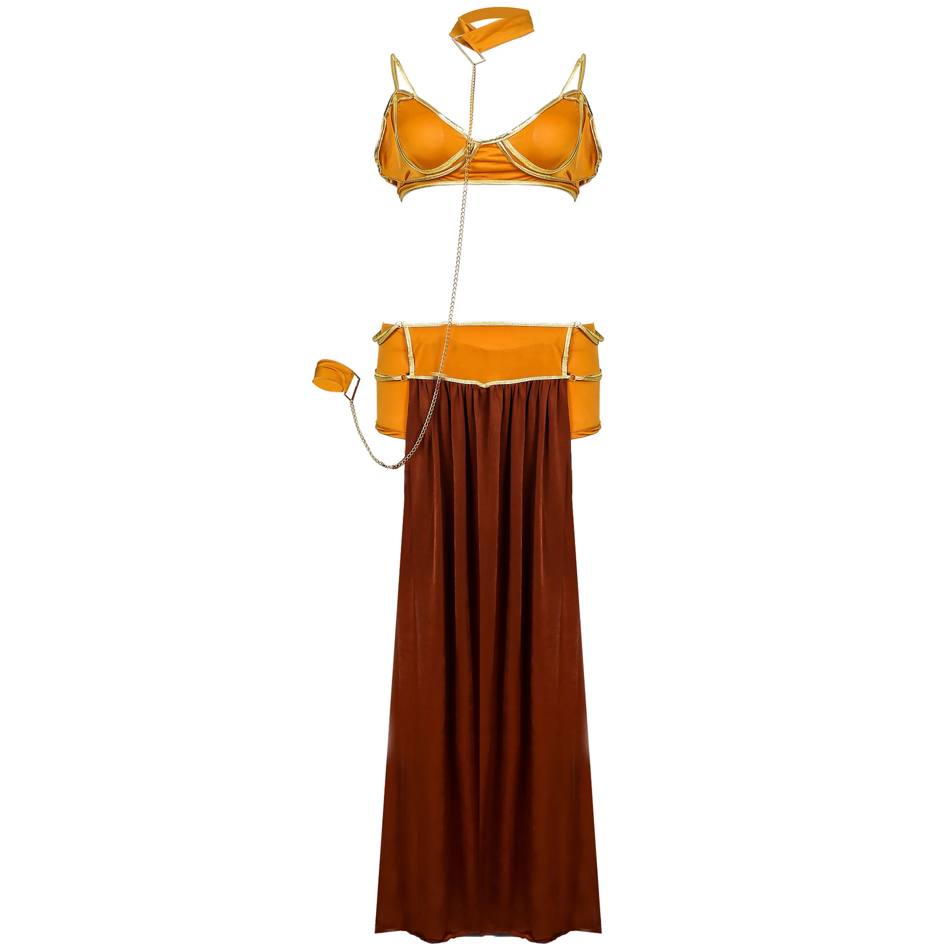 Sexy Carnival Cosplay Princess Leia Slave Costume Dress Gold Bra and Neck  chain Halloween Costume| Alibaba.com