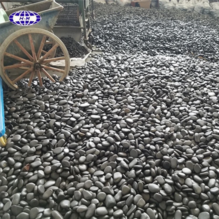 Pure Black Polished River Pebbles Stone 
