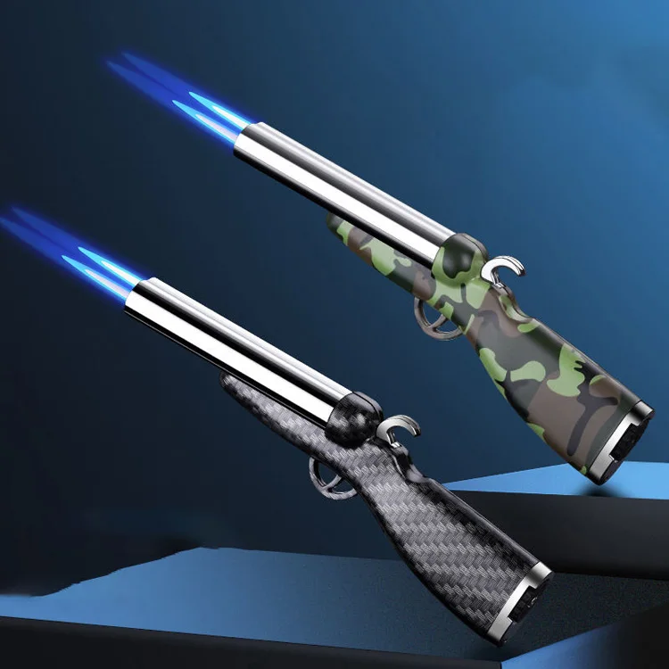 Creative Double Blue Flame Shotgun Lighter Butane Gas Windproof Gun