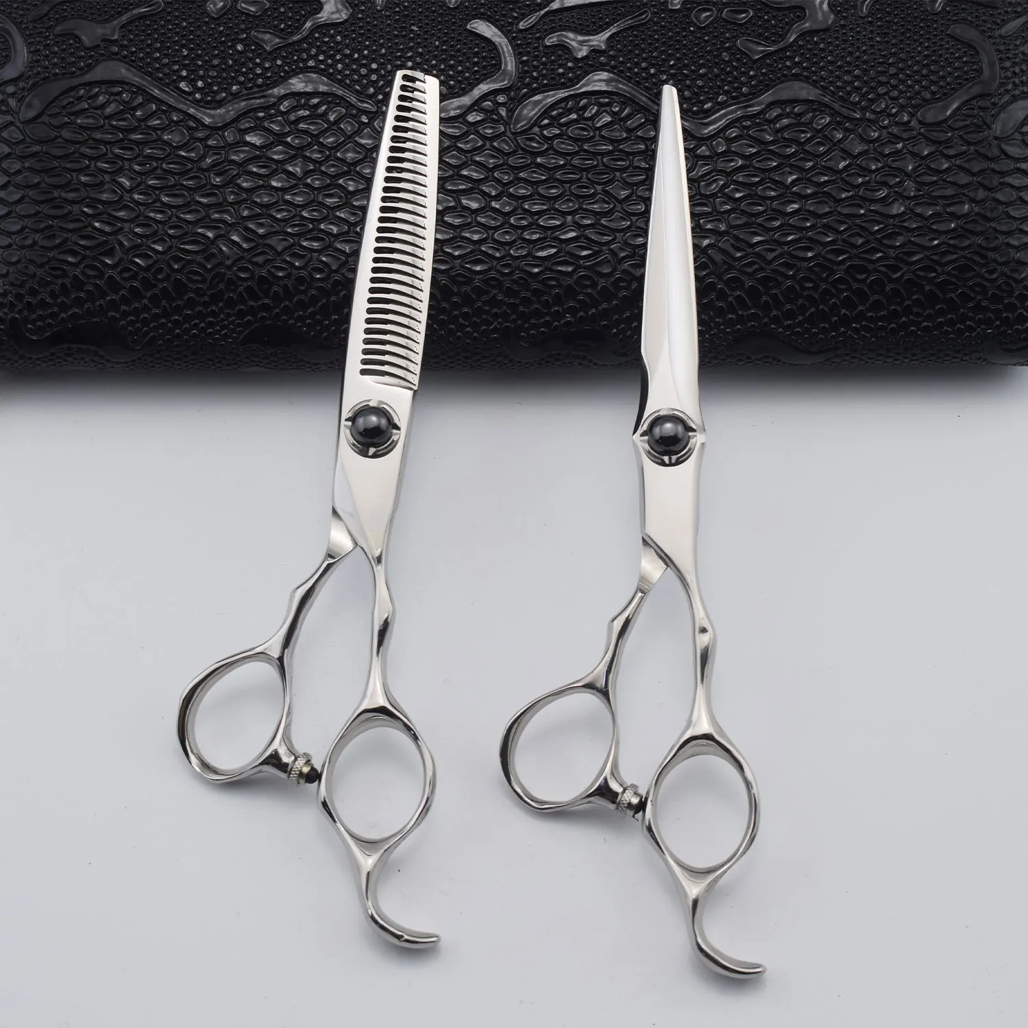 2021 New Arrival Professional Crack Blue Thinning Scissors 6 Inch Double Tail Thinning Hairdressing Scissors