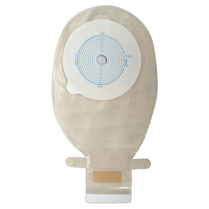 Ostomy back window One Piece Drainable Stoma Care 65mm Cut-to-Fit Carbon with Velkro Closure Non-Woven Colostomy Bag