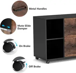 Деревянный шкаф для файлов Combohome с 2 выдвижными ящиками, шкафчик для документов с размером букв, подставка для принтера