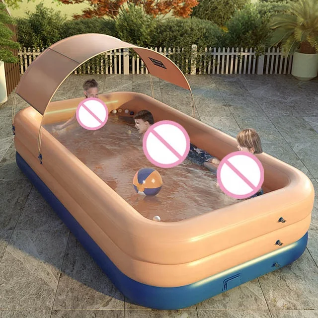 Piscine Gonflable Rectangulaire 130x90x50 Cm - Piscine Enfant Familiale Pliable Pour Jardin Et Extérieur