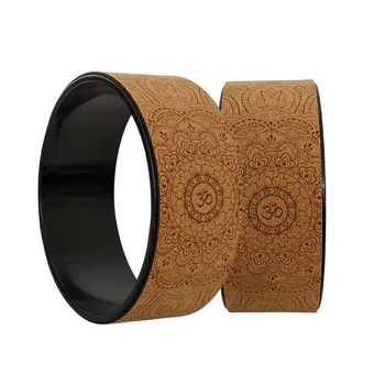 New Style Eco-friendly Non-toxic Wooden Color Exercise Pilates Cork Yoga Wheel
