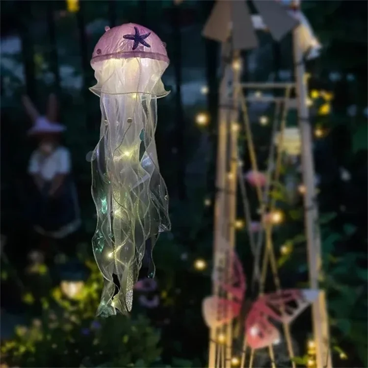 Color Changing Chandelier DIY Portable Realistic Handmade Led Jellyfish Lantern Lantern DIY Hanging Jellyfish Lamp Decor