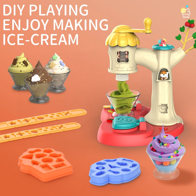 2021 New Funny Diy Ice Cream Machine Puree Colorful Play Dough Toys For