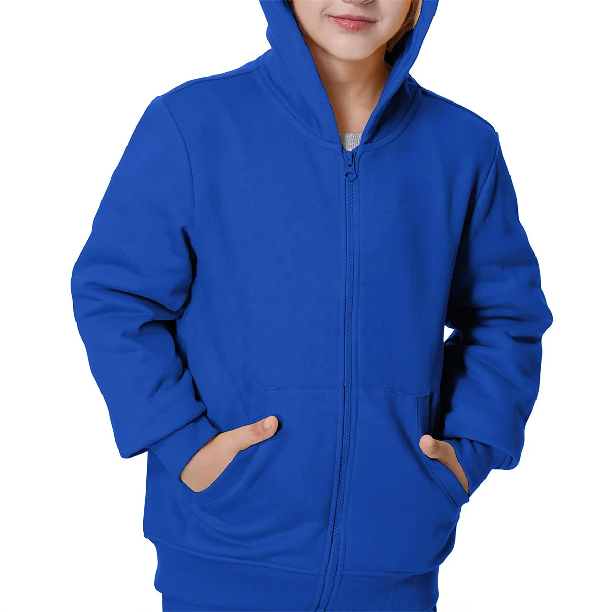 Wholesale Fleece Terry High Quality Plain Boys Hoodie Kids Zip up