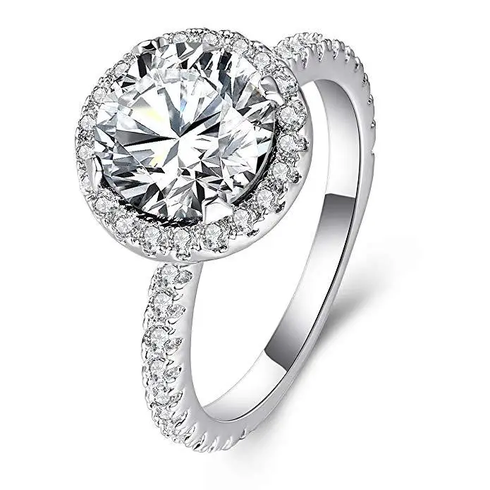 Silver color Jewelry Round Diamond Ring www.1mrk.com