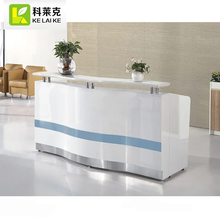 Small Single Front Reception Desk Counter Modern White