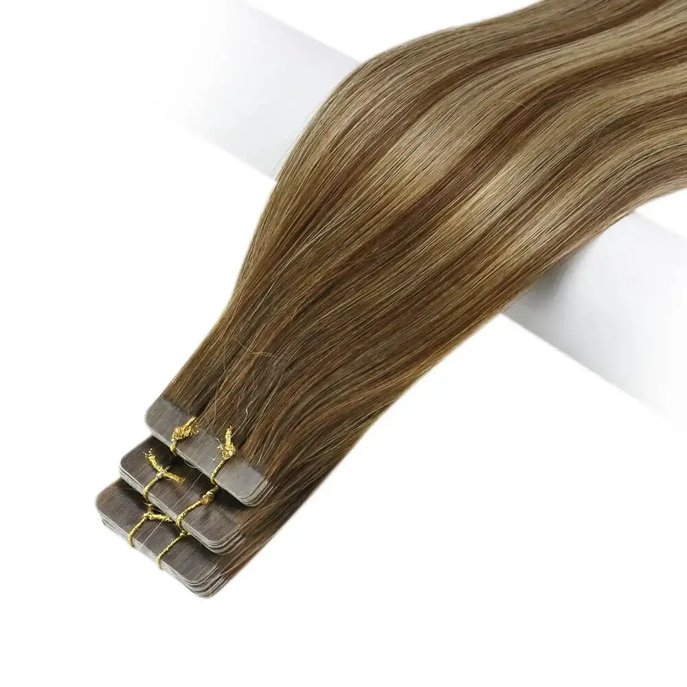 Extensii de păr LaaVoo Balayage, 10 buc. și 20 buc., păr uman 100% natural, păr virgin, rezistent la 12 luni, fără cusături, fixate cu bandă adezivă_voghion.com
