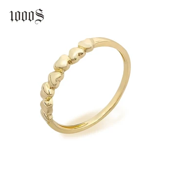 Latest 14K Real Solid Gold Ring Designs Yellow Gold 585 Charm Thin Ring for Girls Christmas Gift