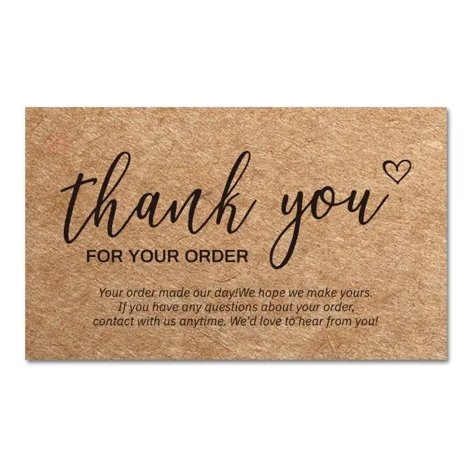 Custom Kraft Paper Thank You Cards With Envelope for Small Business Card with Logo