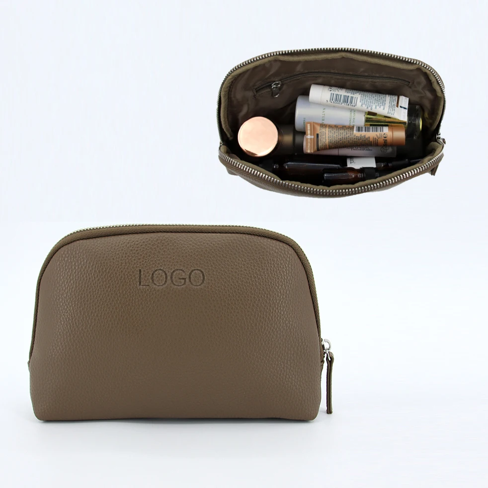 Myk PU-lær kosmetikkpose med glidelås, gavepose med preget logo, tilpasset luksus make-up-organizerpose, poser