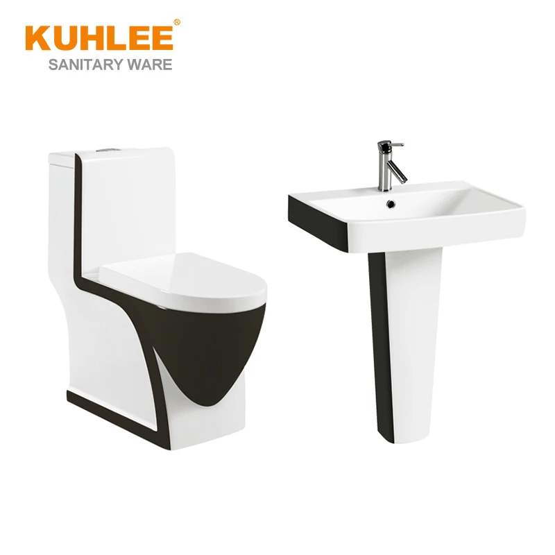 New Different Colors One Piece Toilet Square Design Dual Flush Siphonic Washdown Set Of Two WC