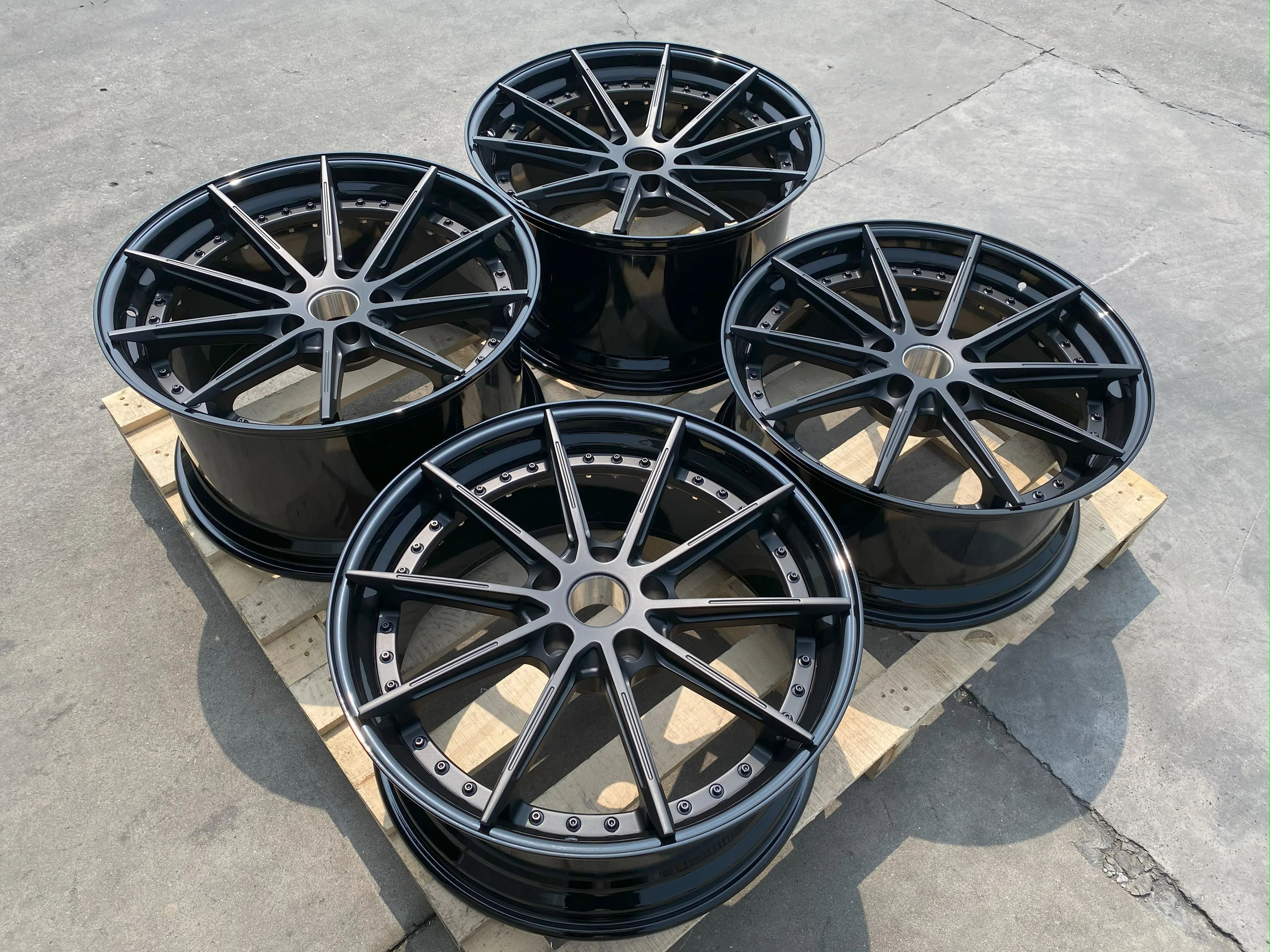 GVICHN Forged 2 piece black aluminum alloy custom wheels 16 17 18 19 20 21 22 23 24 inch 5x112 5x114.3 5x120 rim hub