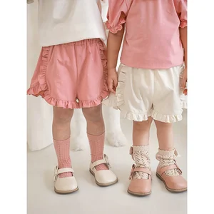 High Quality Factory Direct Sale Sweet Style Girl Summer Shorts With Stringy Edge Baby Girls Outwear Solid Pink Casual Shorts