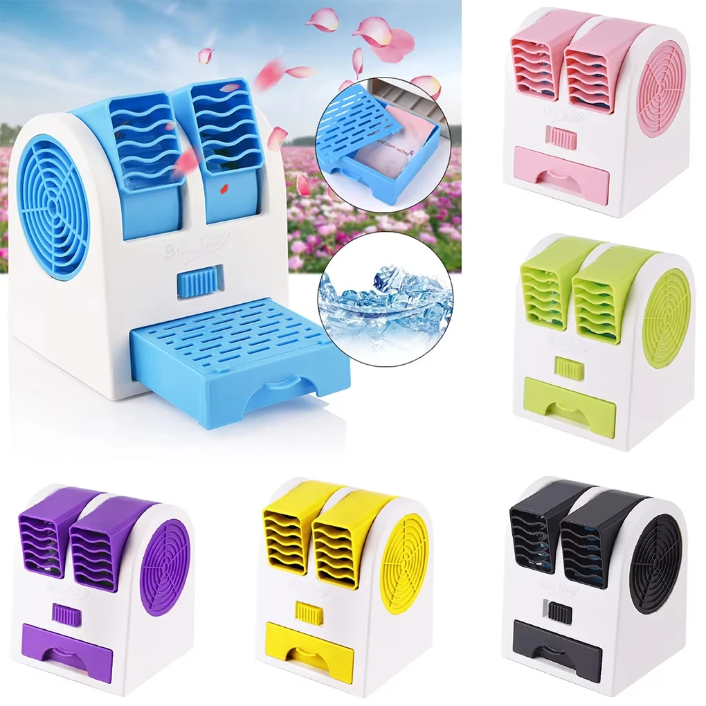 USB mini-airconditioner, draagbare persoonlijke koelventilator met dubbele luchtuitlaat, zomerse bureau-luchtkoeler_voghion.com