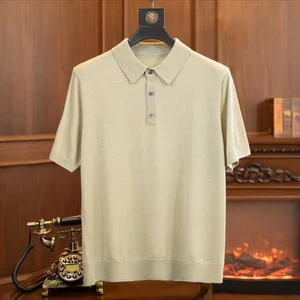 Men's Silk Polo Short Sleeve Spring and Summer New Business