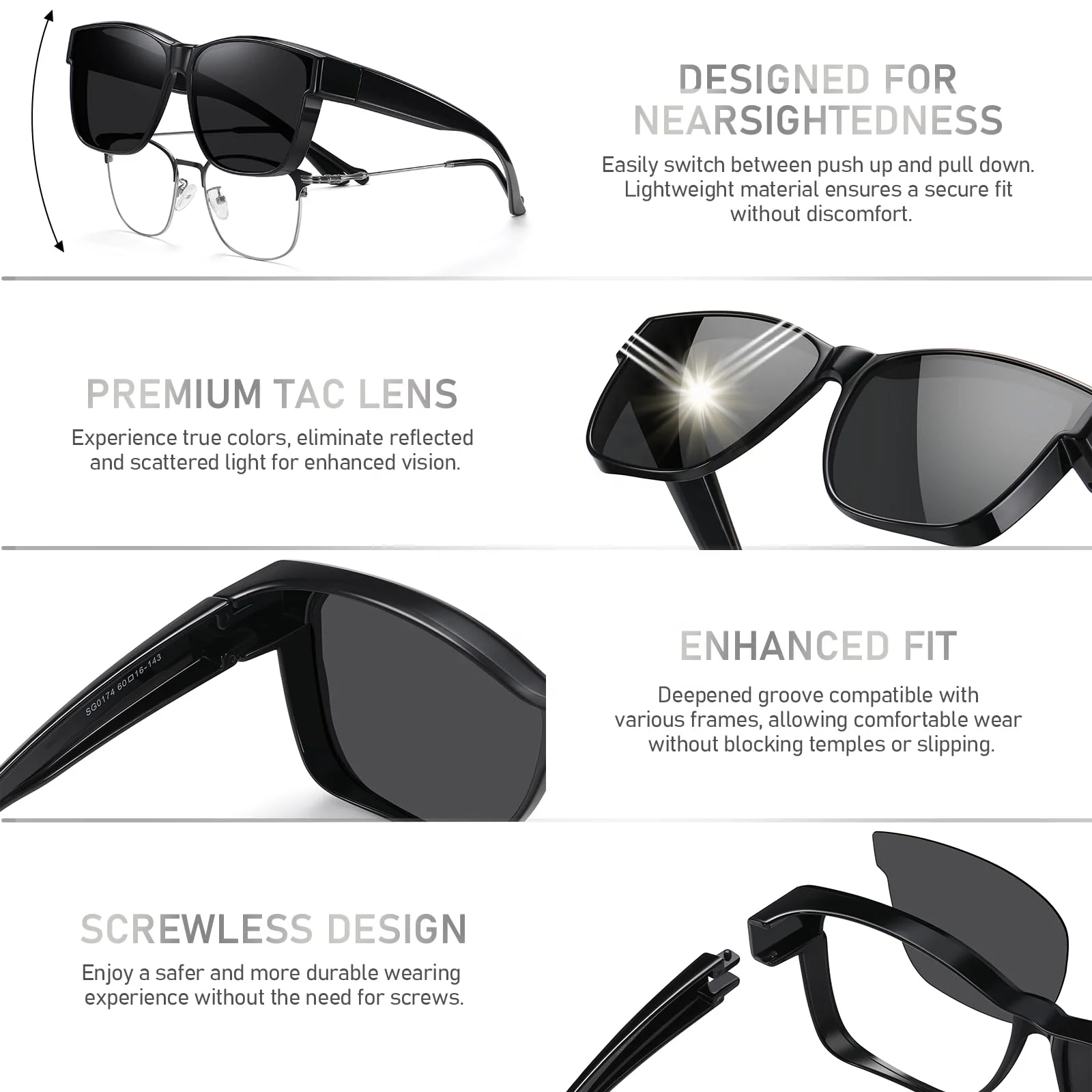 Oversized Fit Over Sunglasses Square Polarized UV400 Unisex TR90 Lightweight Amazon.com: Myiaur Fit Over Sunglasses for Women, Trendy  main image 2
