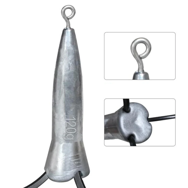 WEIHE 100g-300g Sharpened Big Treble Fishing Hooks With Lead Head Three-jaw  Hook Leaded Squid Anchor Hooks Non-Barb