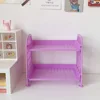 Estante de almacenamiento morado de doble capa.