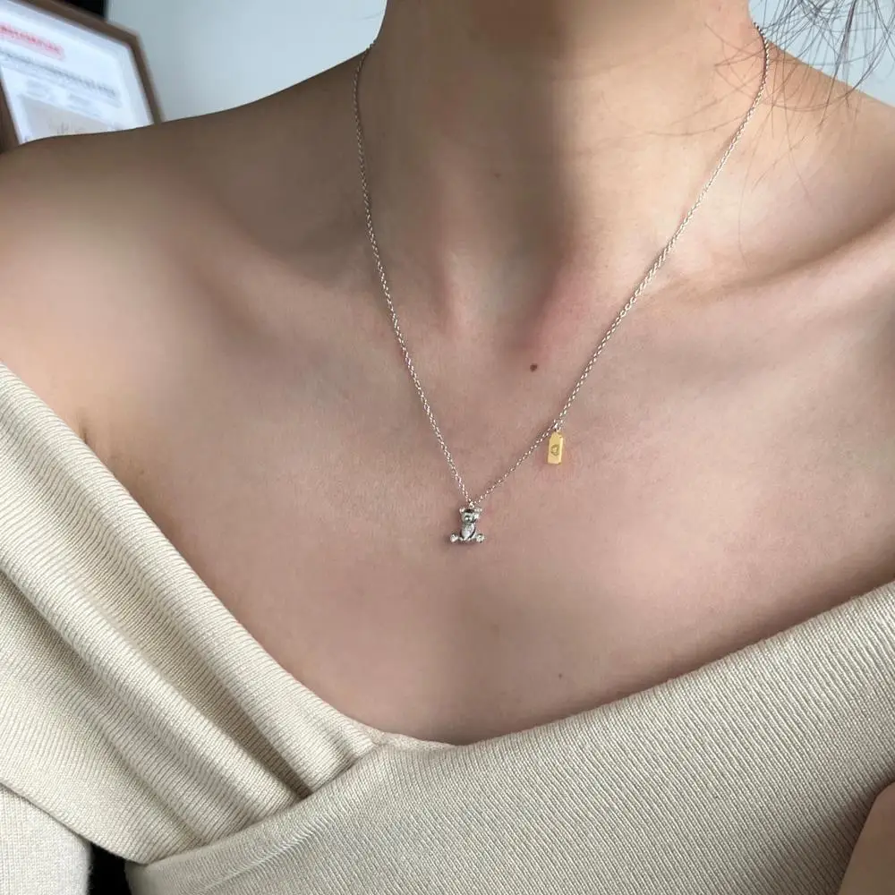 KAKODIY Fashion Luxury Fashion 925 Sterling Silver Jewelry 18K Gold Plated Pendant Bear Necklace detail 7