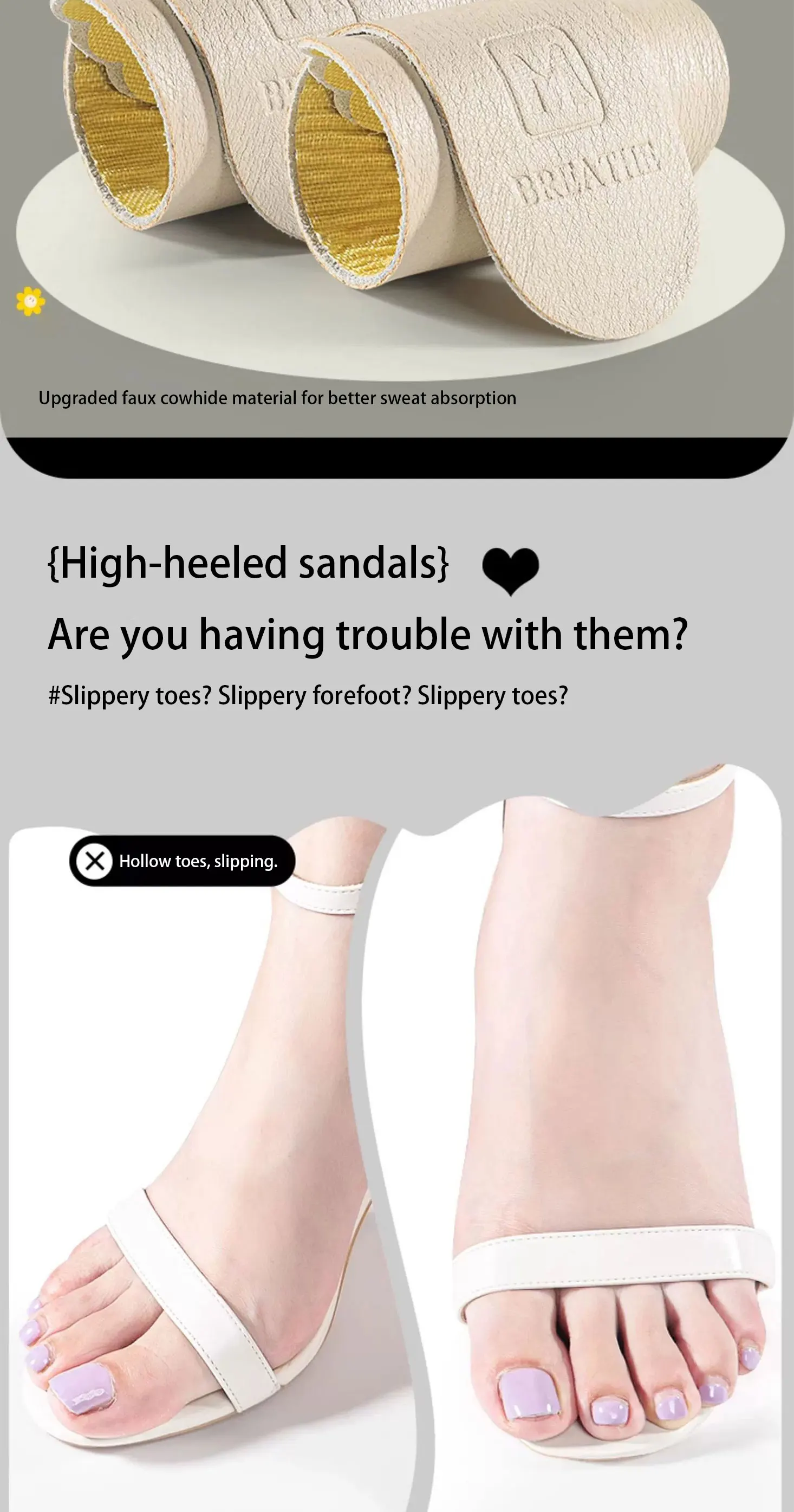 Leather Summer Sandal Replacement Insoles Self Adhesive Pads