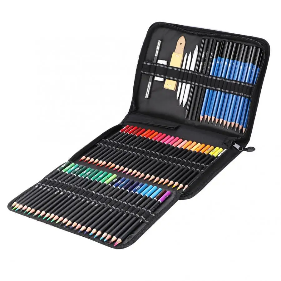 Professional Premium Colored Drawing Pencil Set With Soluble Pencils And Canvas Bag For Adults Artists & Beginners_voghion.com