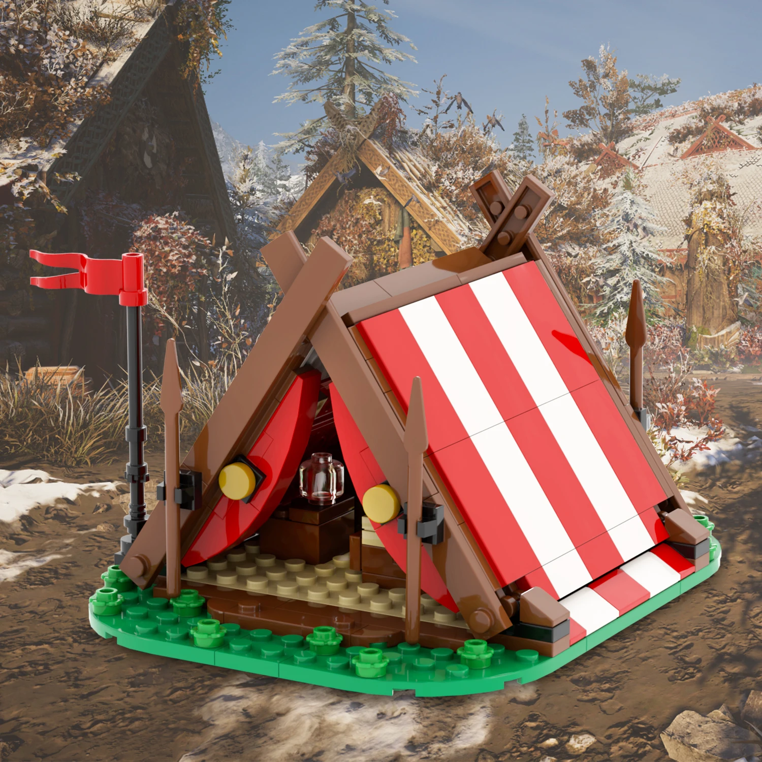 MOC5037 Military Series Viking Tent the Middle Ages City Wars Model DIY  Educational Action Building Block Toys for Kids 231Pcs