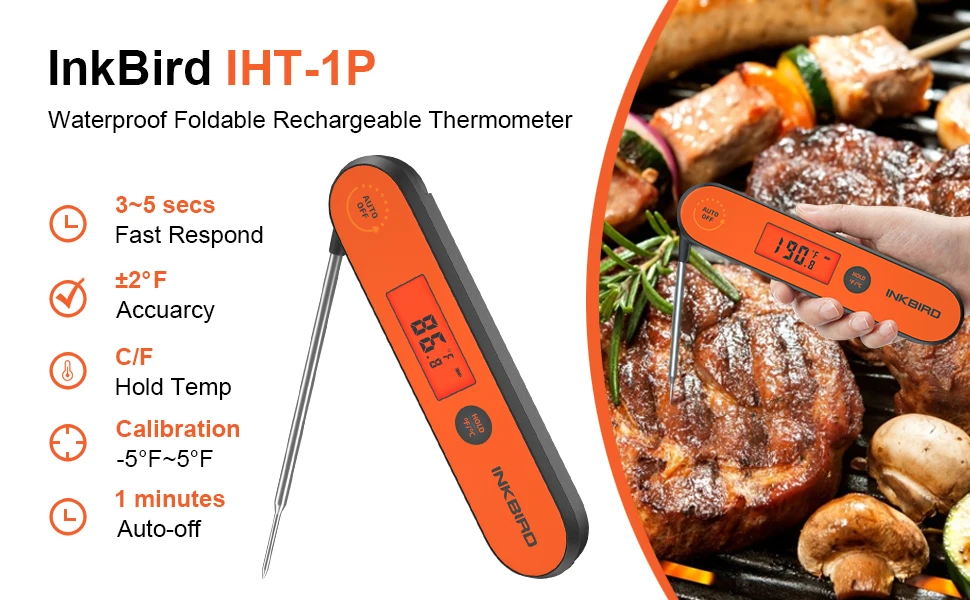 Inkbird Digital Meat Thermometer IHT-1P Instant Read Waterproof Chargeable BBQ