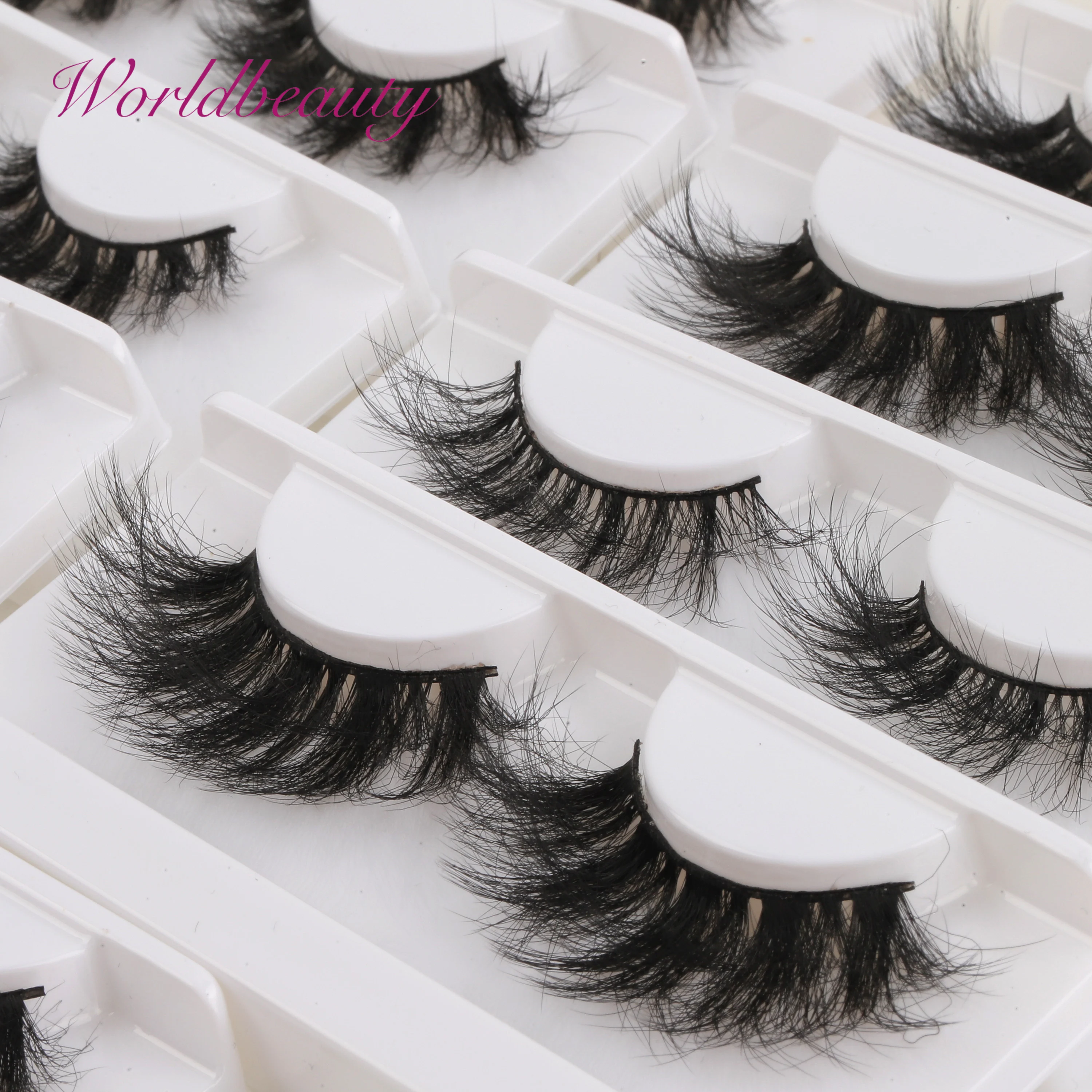 Worldbeauty Private Label 20mm 5d Natural Fluffy Vegan Fake Full Strip Faux Mink Eyelash Vendor 1083