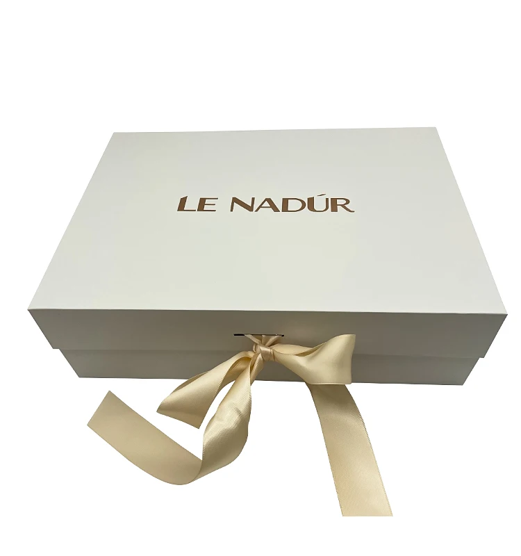 High End Folding Apparel Gift Box With Ribbon Custom Logo Luxury