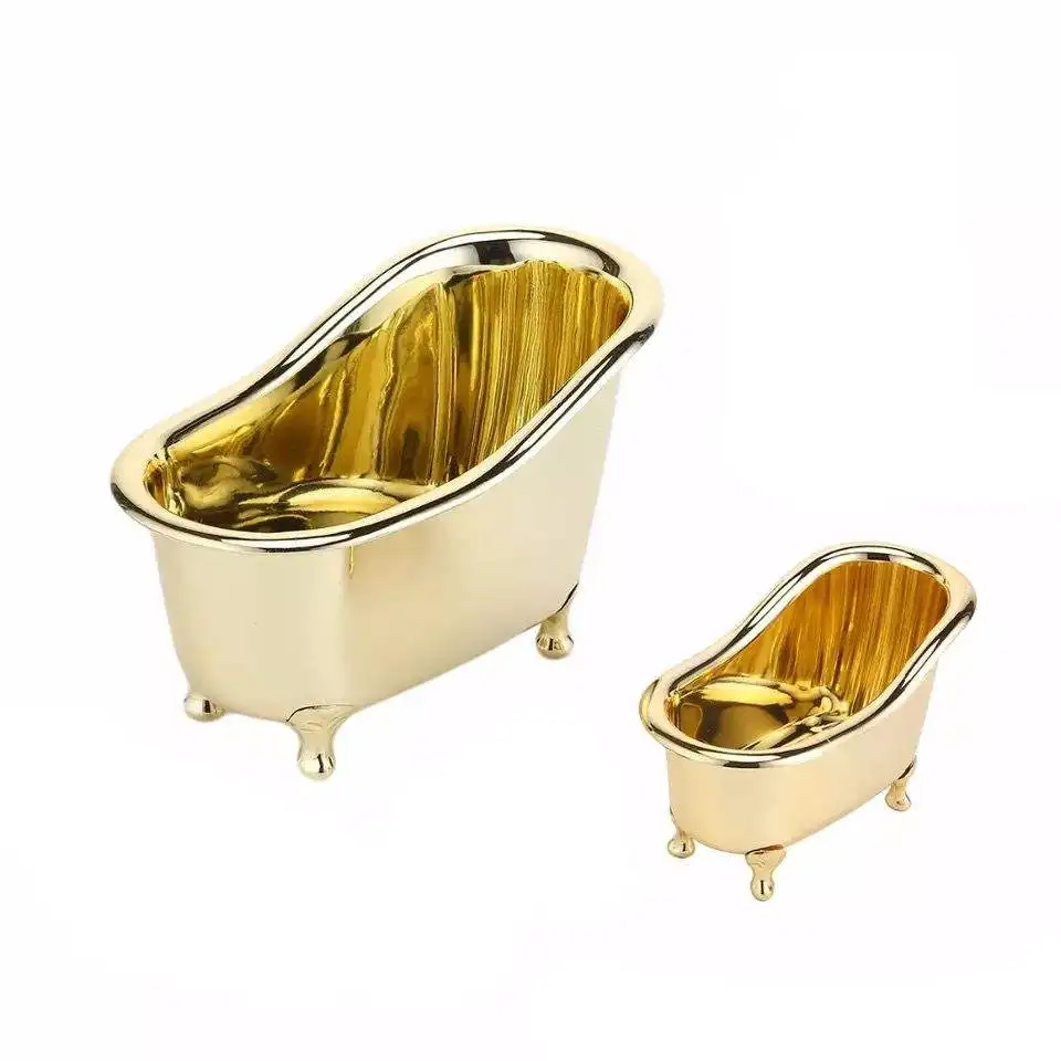 Hot Sale One Color Screen Printing Gold Plastic Mini Bathtub for Shampoo Packaging