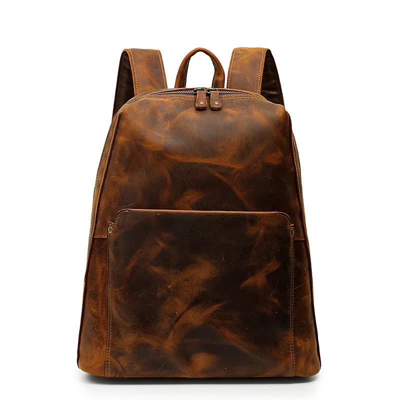 new trend retro leather backpack unisex 14 inch laptop backpack high quality genuine leather bag