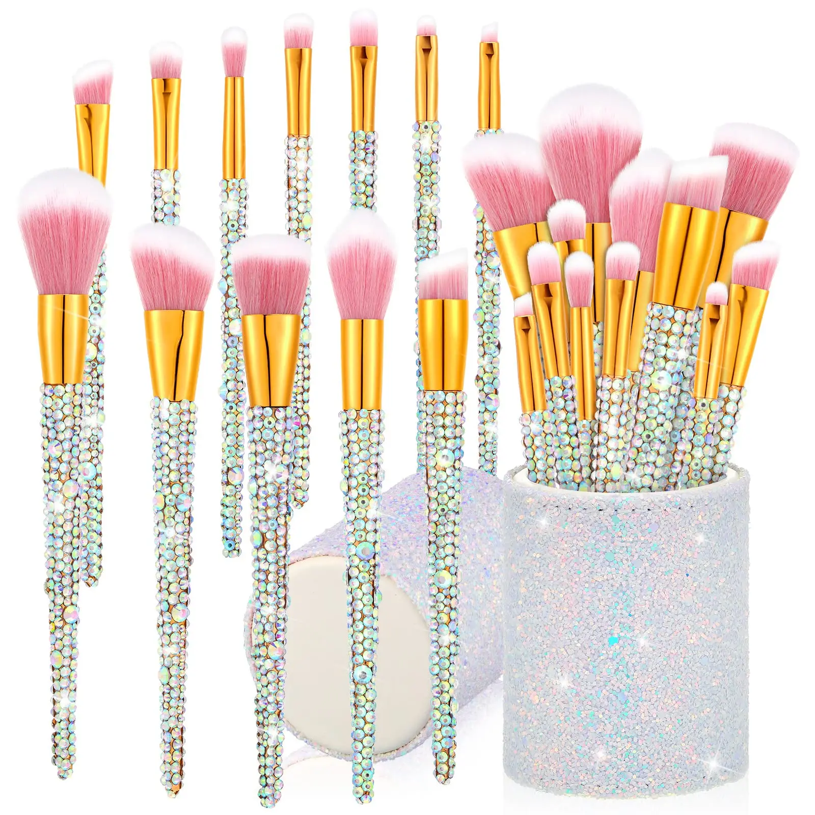 12 Pieces Rhinestone Makeup Brushes Set Crystal Blending Liquid Foundation Powder Concealer Eye Shadows Make up Beauty Tool