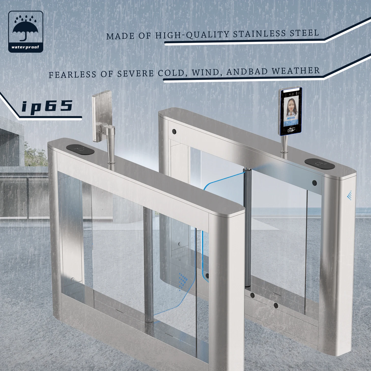 Outdoor Rain Protection Turnstile Qr Code Reader Fast Speed Gate With Access Control Swing Turnstile Barrier Gates for Park