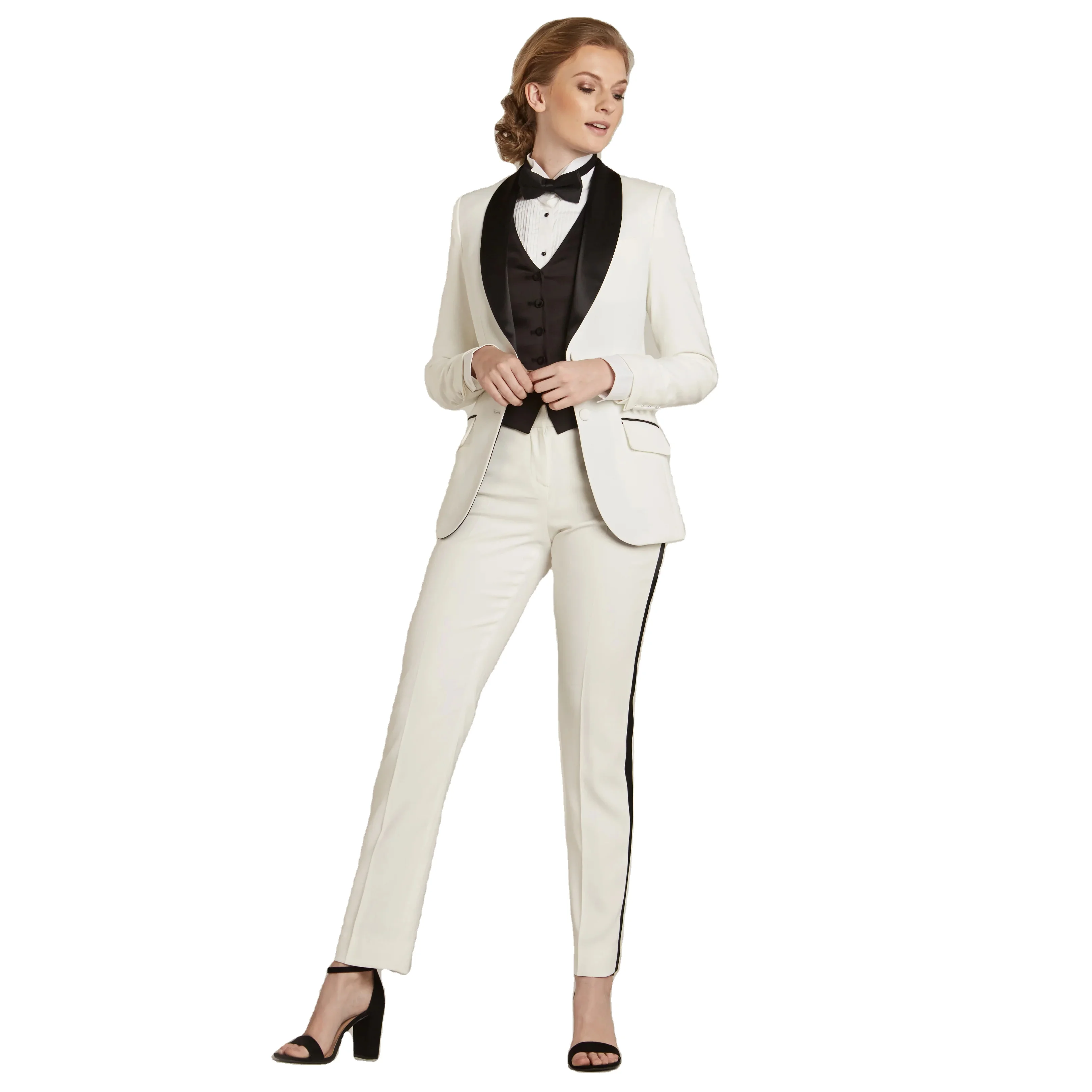 オーダースーツ】女性用金地白タキシード