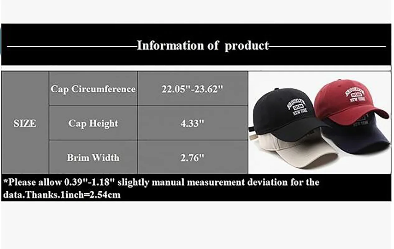 Customized Adult Adjustable Baseball Cap Embroidered Logo of USA Cities-New York Brooklyn Black Baseball Hat Printed Pattern