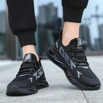 Most Popular Lace-up Breathable Mesh Running Black Sneakers Wholesale ...