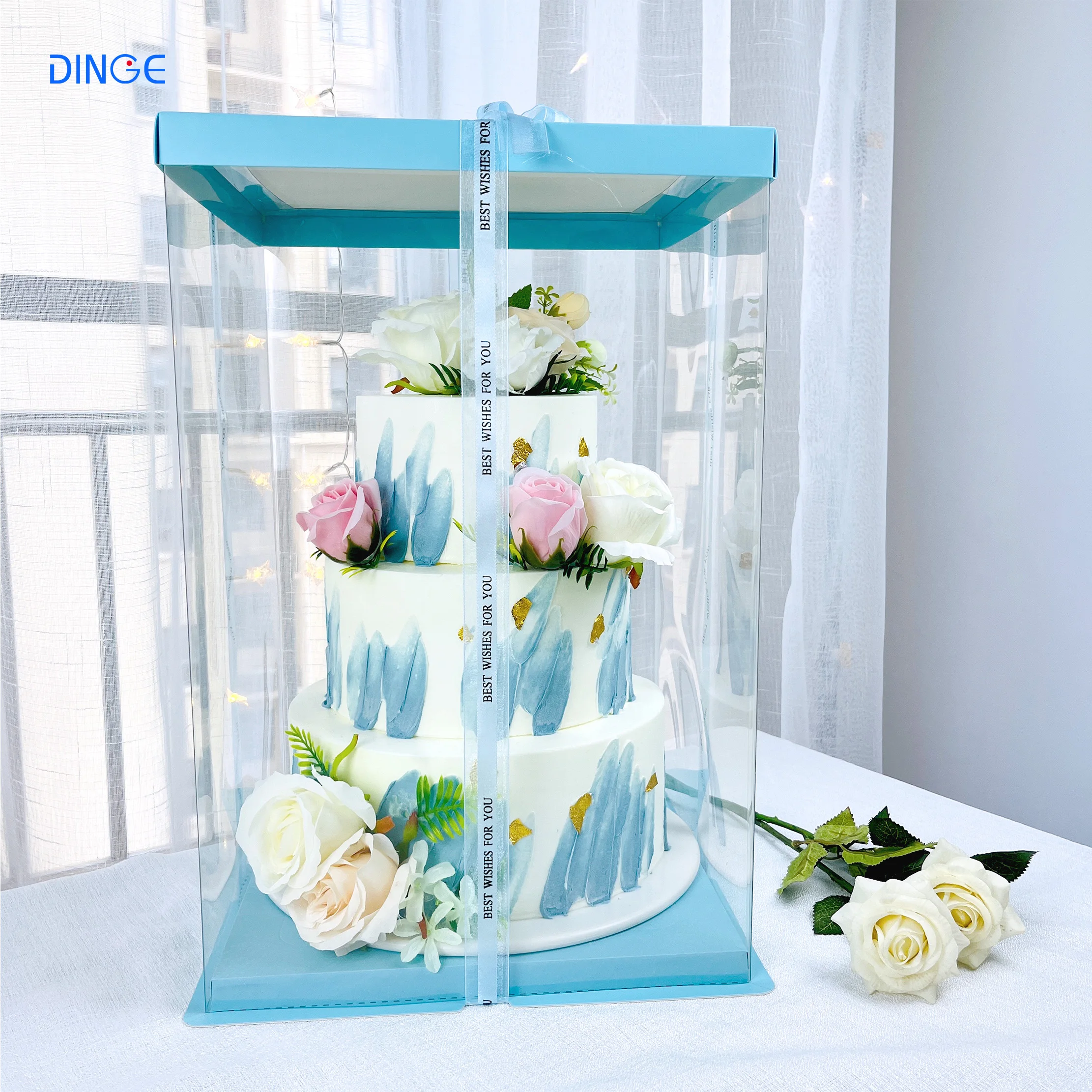 Cake Box Transparent Clear Tall Wedding Plastic Box Custom Wholesale
