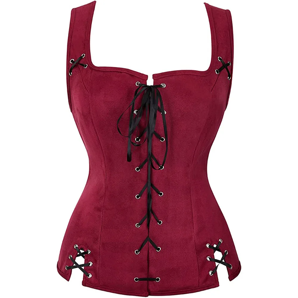 Pirate Vest Costume Corset for Women – Gothic Lace-Up Brown  display picture 1