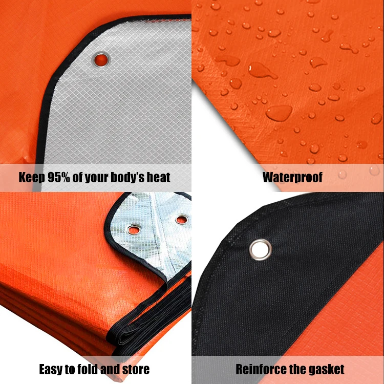 Baiyuheng Camping Survival Gear Outdoor Life Emergency Sleeping Bag Thermal Keep Warm Waterproof First Aid Emergency Blanket