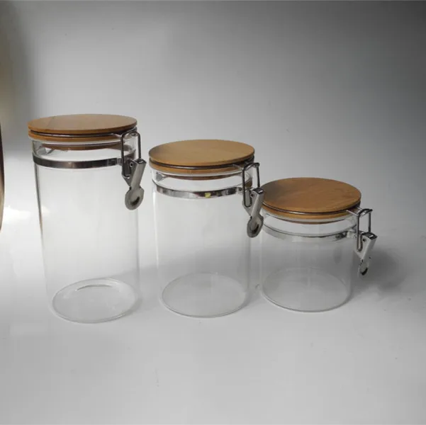 Buy Home Goods Sealed Air Tight Glass Jar With Bamboo Lid from Shijiazhuang  Hengzhu Import & Export Co., Ltd., China