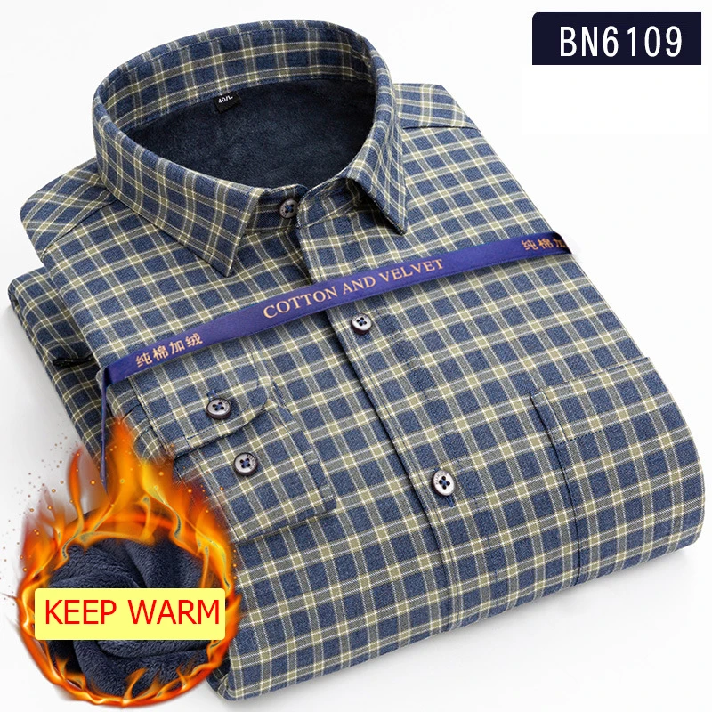 Winter Warm Shirt in Bulk Custom Thickened Checked Shirt Shirts for Men Long Sleeve