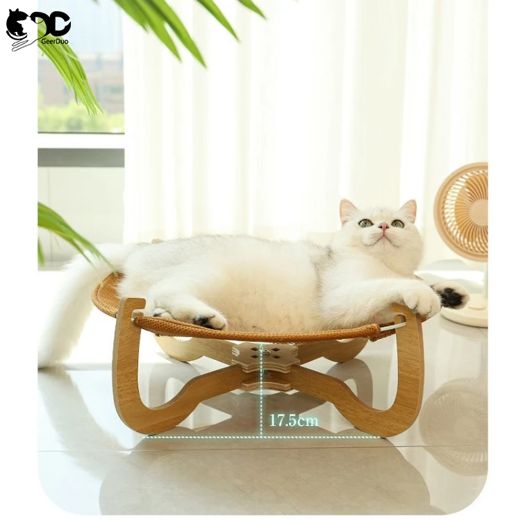 Geerduo Pet Customize Detachable Rattan Pet Cat Sleeping Cooling Elevated Bed for Cats Small Dogs