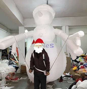 Christmas Walking led lighting inflatable snowman puppet costume parade blow up cartoon snowman puppet suit for festival